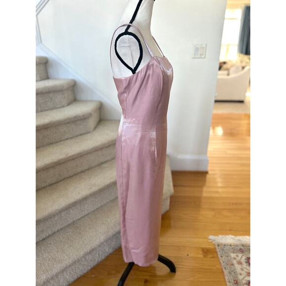 Vintage Y2K Alex Evenings Pink Mauve Iridescent Midi Sheath Gown Sleeveless - Picture 3 of 8